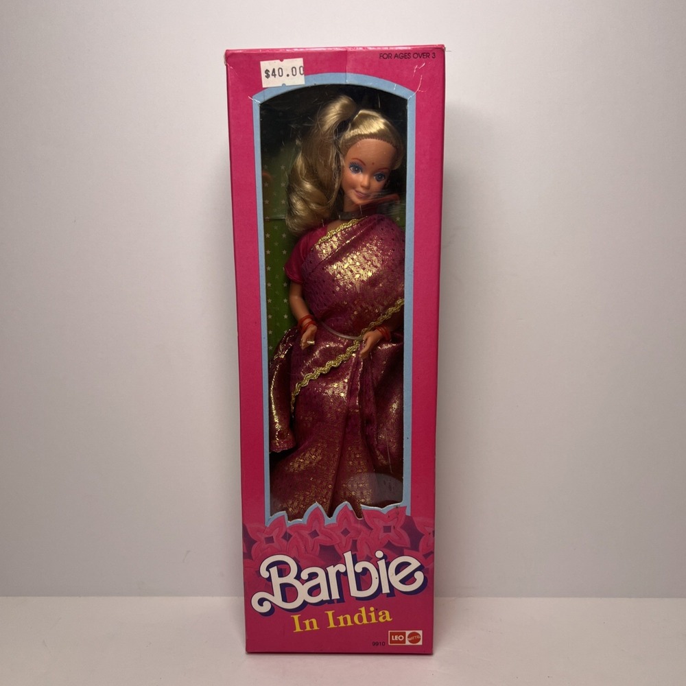 1993 Barbie in India #9910 Blonde Purple Gold Sari LEO Mattel NIB Vintage